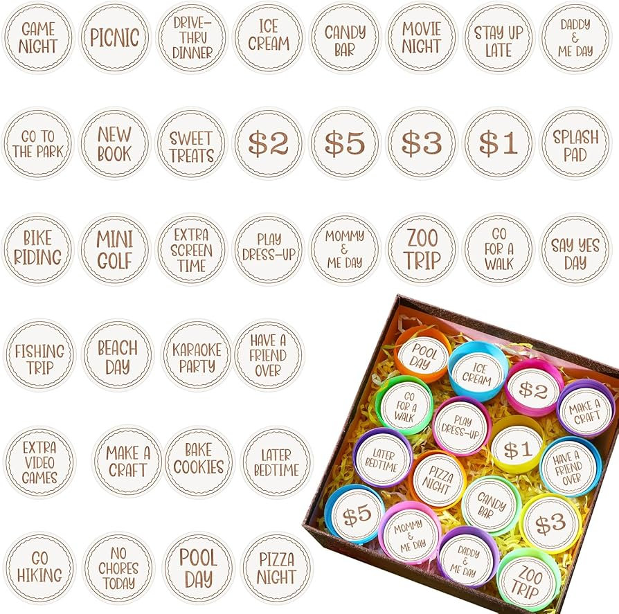 Seeloowy 36 Pcs Easter Egg Tokens Easter Egg Fillers Wood Easter Reward Tokens Easter Party Favor... | Amazon (US)