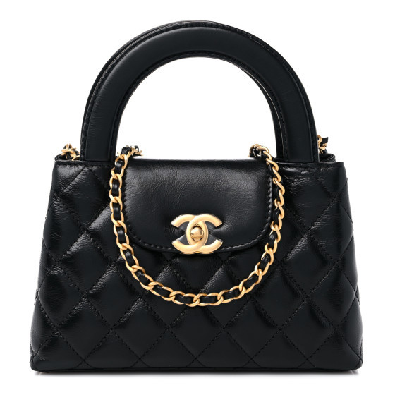 CHANEL Shiny Aged Calfskin Quilted Nano Kelly Shopper Black | FASHIONPHILE | FASHIONPHILE (US)