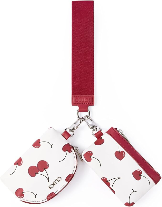 CLUCI Keychain Wallet for Women PU Leather Coin Purse Detachable Dual Pouch Wristlet Wallet Zippe... | Amazon (US)