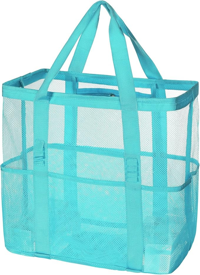 Tavaleu Mesh Beach Bag - Large Beach Tote with Multi Functional Pockets for Family Travel/Vacatio... | Amazon (US)