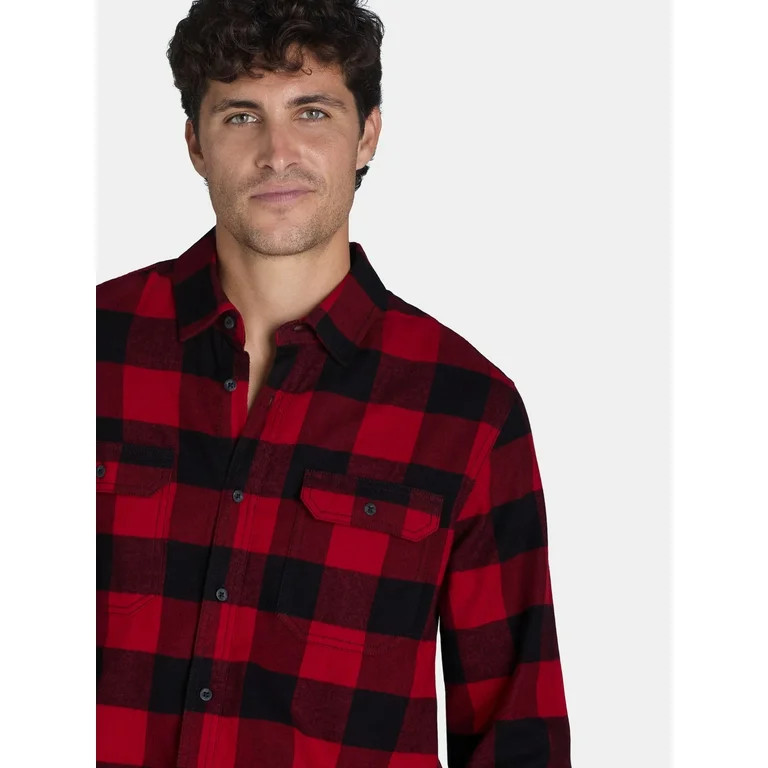 George Men's and Big Men's Flannel Shirt with Long Sleeves, Sizes XS-3XLT | Walmart (US)