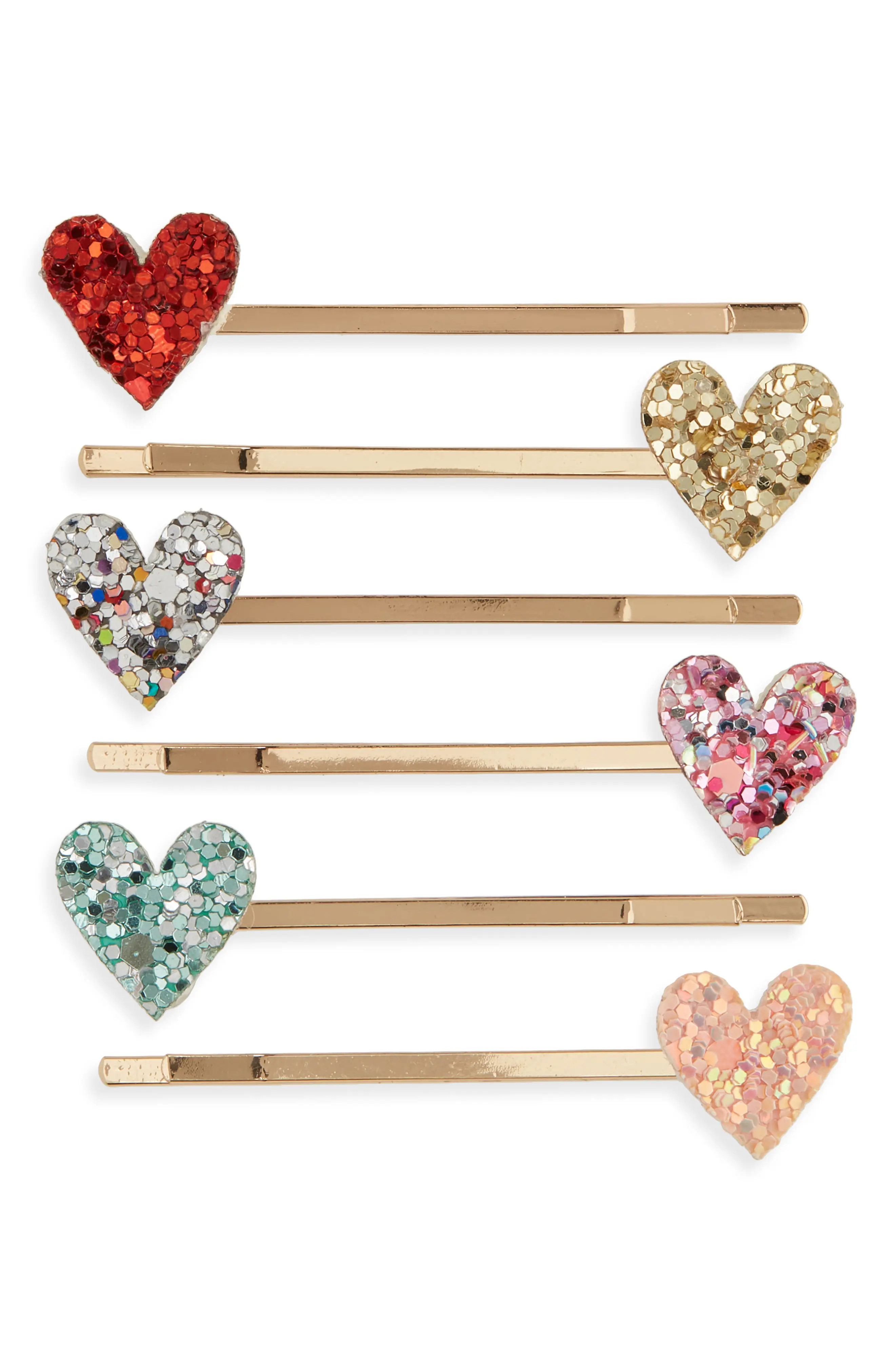 Meri Meri Glitter Hearts Hairpins in Neutral at Nordstrom | Nordstrom