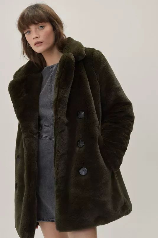Faux Fur Double Breasted Coat | Nasty Gal (US)