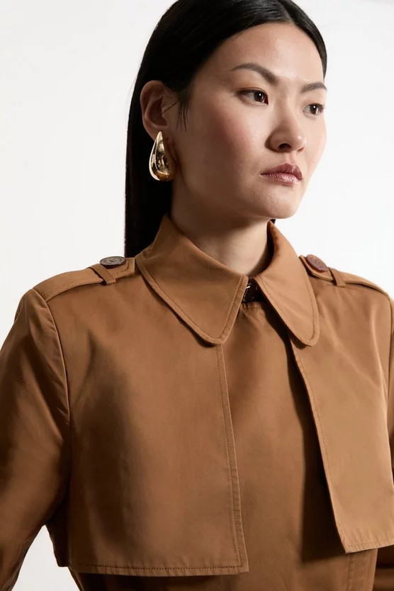 Tailored Wrap Storm Flap Belted Longline Trench Coat | Karen Millen UK + IE + DE + NL