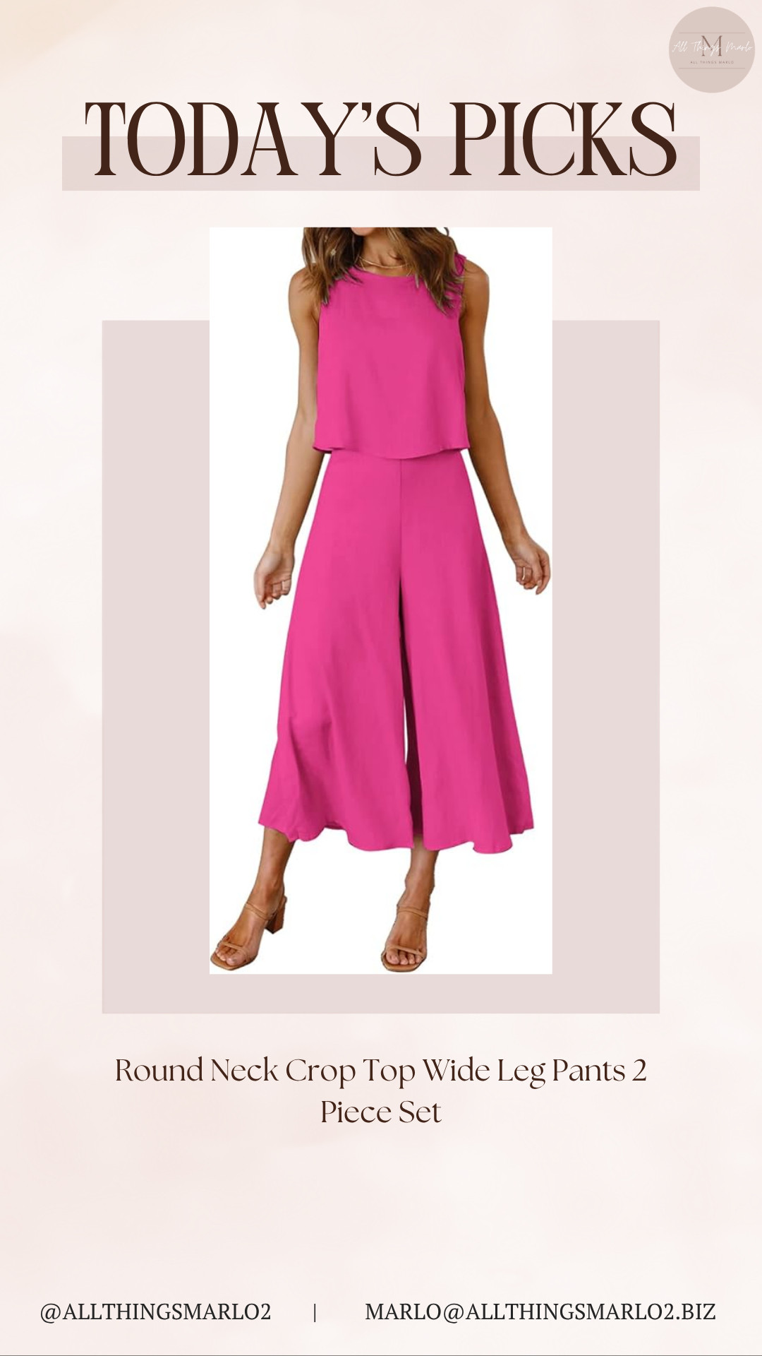 Round Neck Crop Top Wide Leg Pants 2 Piece Set 

 #LTKSeasonal #LTKWorkwear #LTKTravel