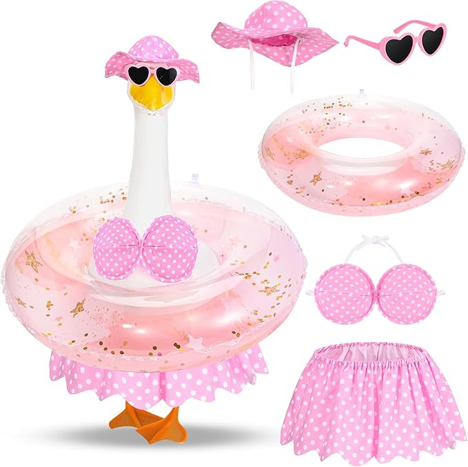 Hawaiian Porch Goose Outfits Summer Bikini Goose Outfit Fits 23" Goose Statue with Hat Sunglasses... | Amazon (US)