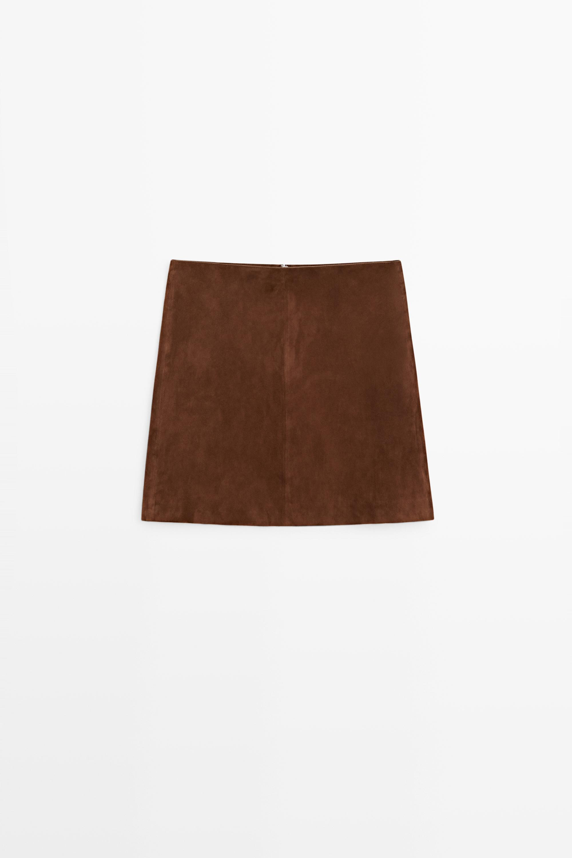 Suede leather mini skirt | Massimo Dutti US