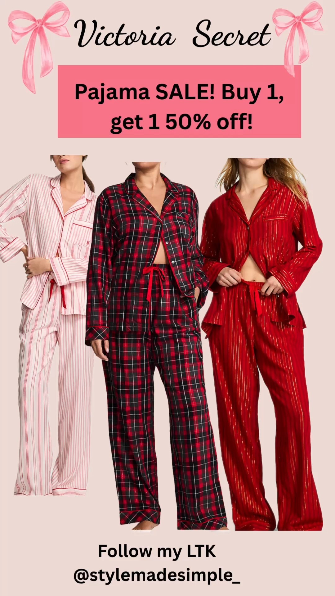 Victoria’s Secret pajamas on sale now—grab cozy, stylish sleepwear at unbeatable prices! From classic, ultra-soft basics to festive Christmas-themed pajama sets, these matching sets for women deliver comfort, luxury, and holiday charm. Shop limited-time deals on satin pajama sets, fleece holiday prints, matching family Christmas PJs, and chic loungewear perfect for gifting or relaxing. Don’t miss out on Victoria’s Secret sleepwear discounts—your perfect holiday pajama set is waiting!

#LTKGiftGuide #LTKFindsUnder100 #LTKHoliday