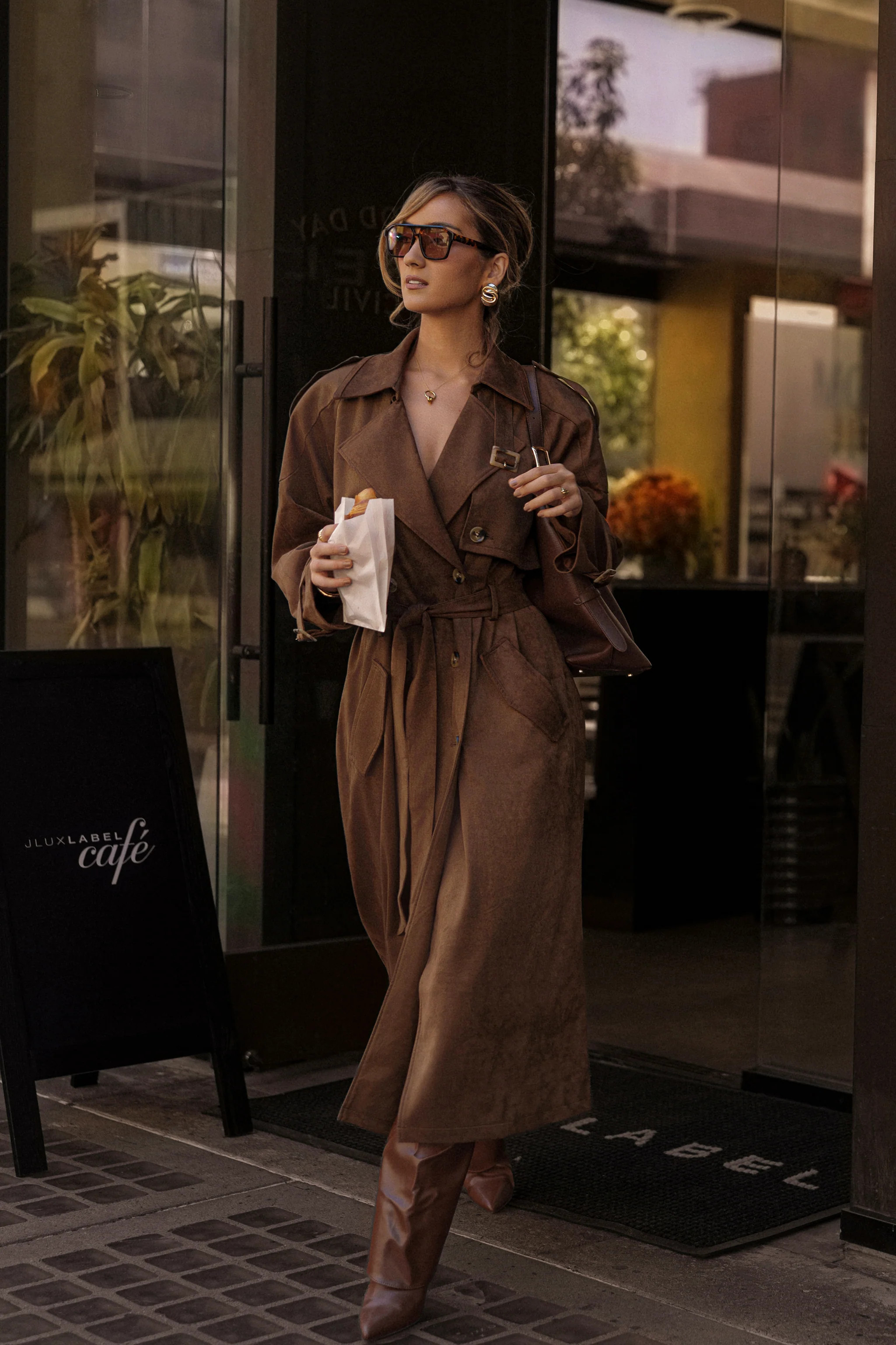 Chocolate Elite Suede Coat | JLUXLABEL