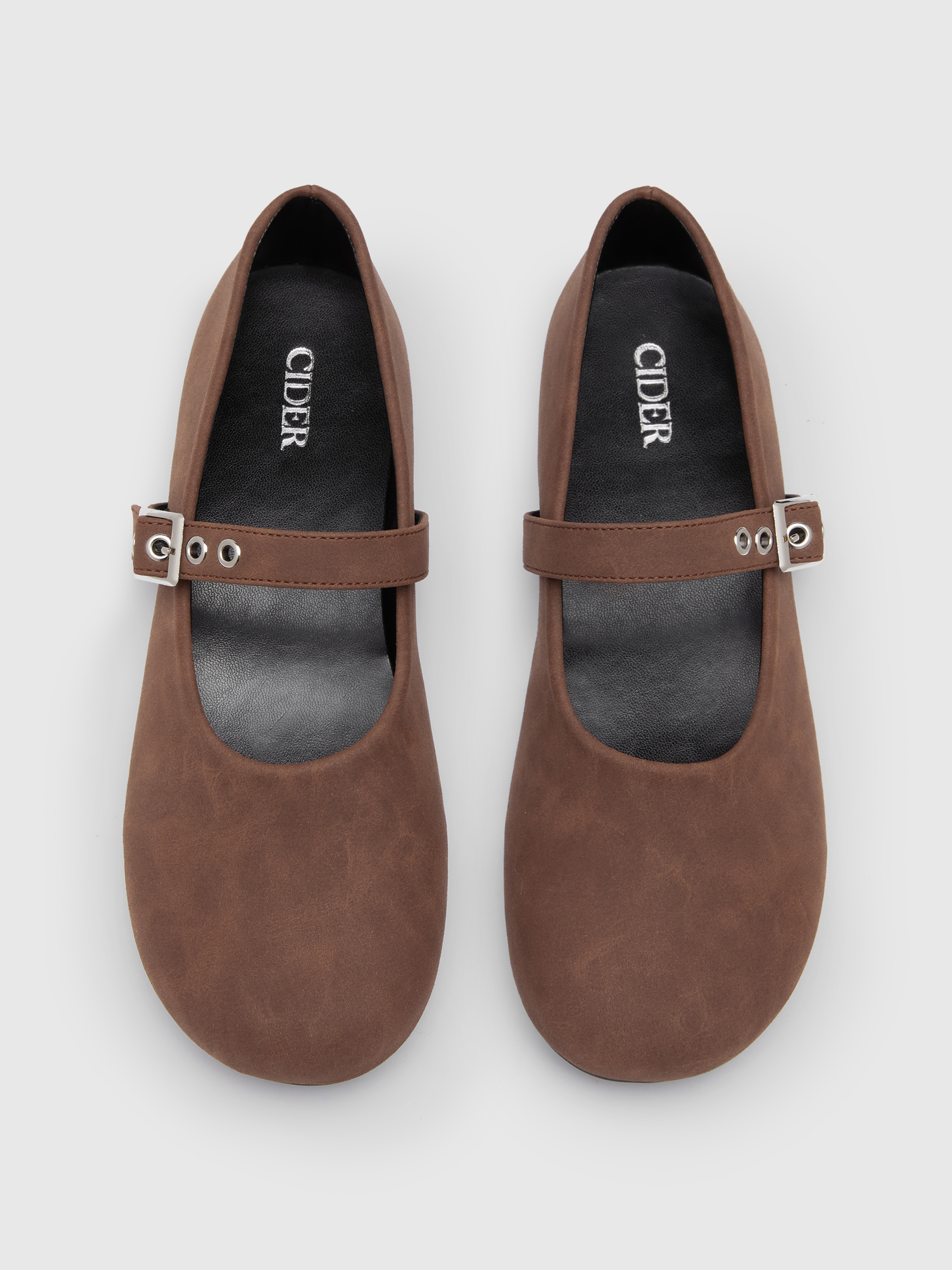 Countryside Core SUEDE MARY JANE FLATS For Coffee Shop Daily Casual School Work | Cider