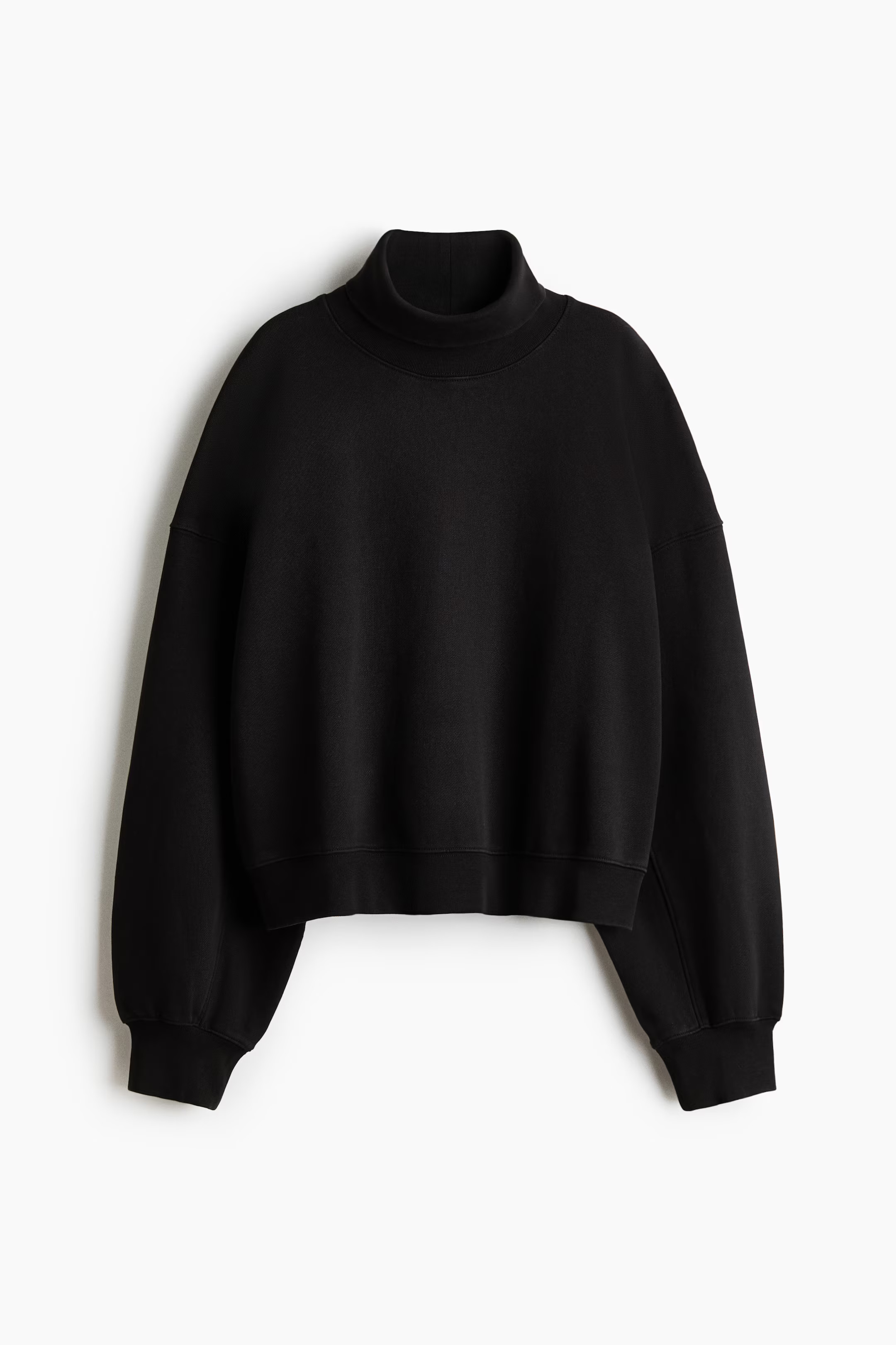 H & M - Polo-neck cotton sweatshirt - Black | H&M (UK, MY, IN, SG, PH, TW, HK)