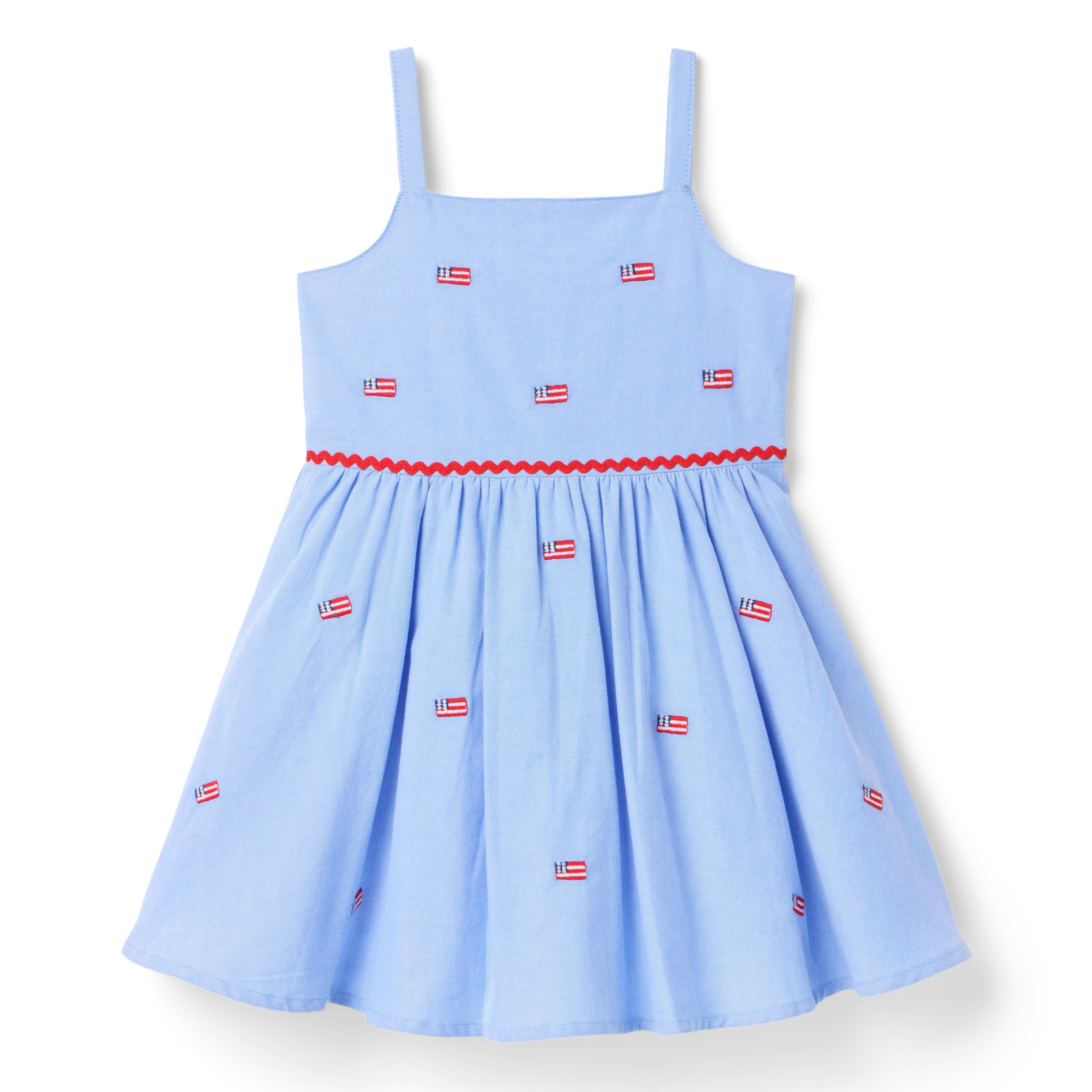 Janie and Jack | Embroidered Flag Dress - Blue / 8 | Janie and Jack