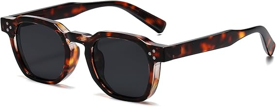 AIEYEZO Retro Sunglasses for Womens Mens Square Thick Framed Shades Trendy Vintage Sun Glasses | Amazon (US)