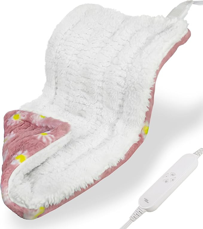 GOQO TOMO Heating Pad, 12 x 24 Inch, Pink Floral Pattern, Machine Washable, 8 Timer Settings, 12 ... | Amazon (US)