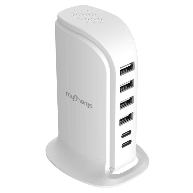 myCharge 28W 6-Port USB-A & USB-C Power Hub Charging Station – White | Target