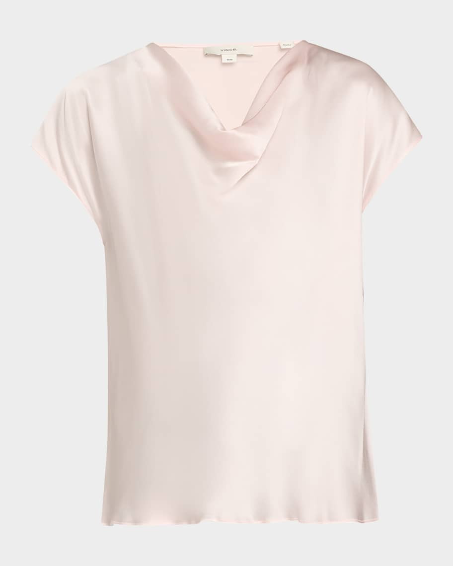 Vince Cowl-Neck Cap-Sleeve Satin Blouse | Neiman Marcus