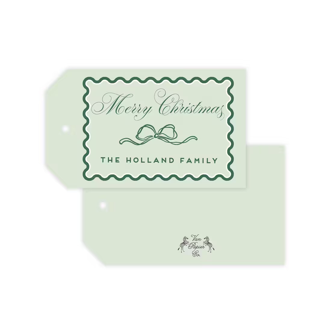 Green Scallop Holiday Gift Tags | Custom Holiday Gift Tags | Custom Christmas Gift Tags | Scallop... | Etsy (US)