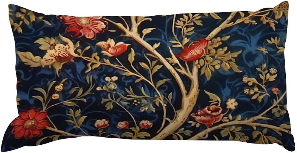 Chinoiserie Throw Pillowcase Navy Blue Floral Botanical Lumbar Throw Pillow Cover Ethnic Style De... | Amazon (US)