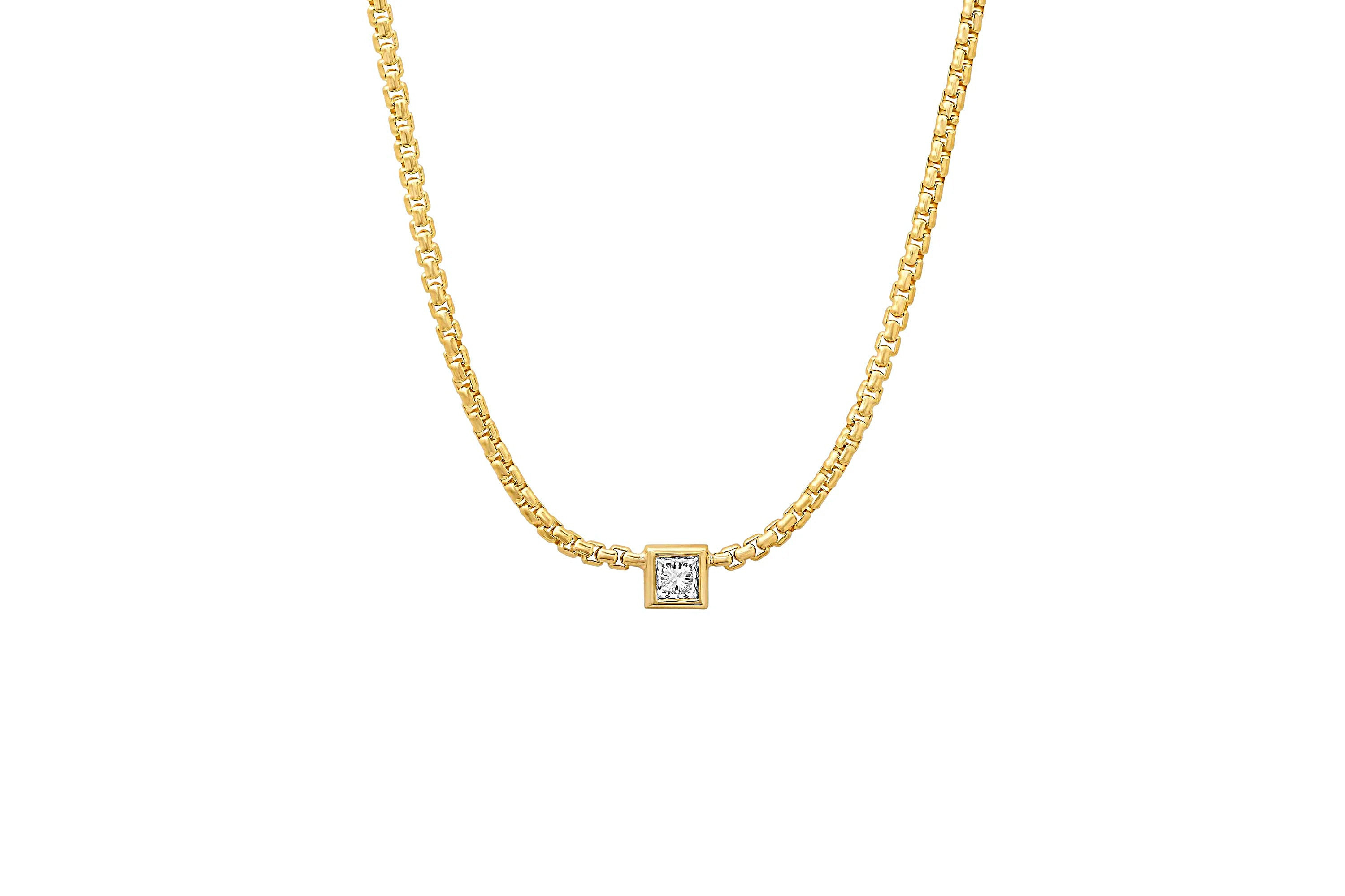 Princess Diamond Boxchain Necklace | Shylee Rose Jewelry