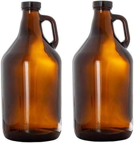 Ilyapa Amber Glass Growlers for Beer, 2 Pack - 64 oz Half Gallon Jug Set with Lids - Great for Ho... | Amazon (US)