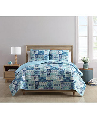 Patchwork Sea Life Reversible 3-Pc. Full/Queen Quilt Set | Macy's