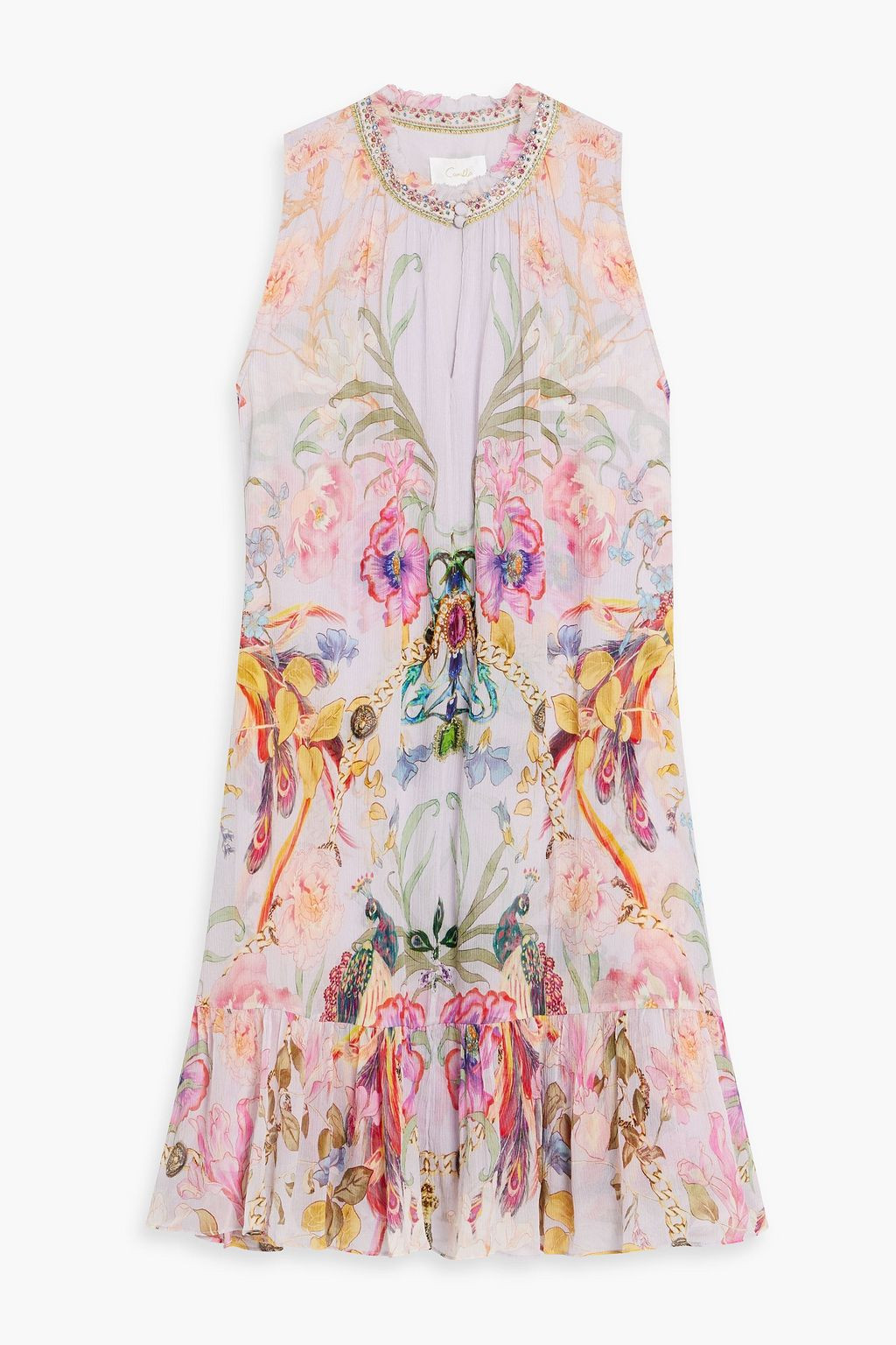 Crystal-embellished printed silk-georgette mini dress | The Outnet (US and CA)
