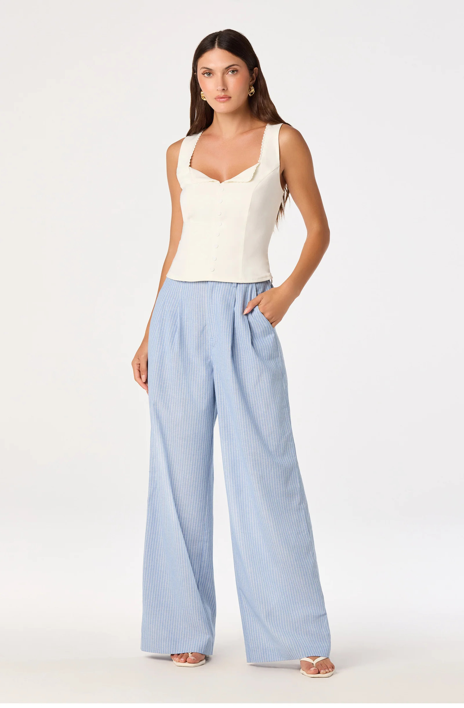 Linsey Striped Wide Leg Linen Pants | ASTR The Label (US)