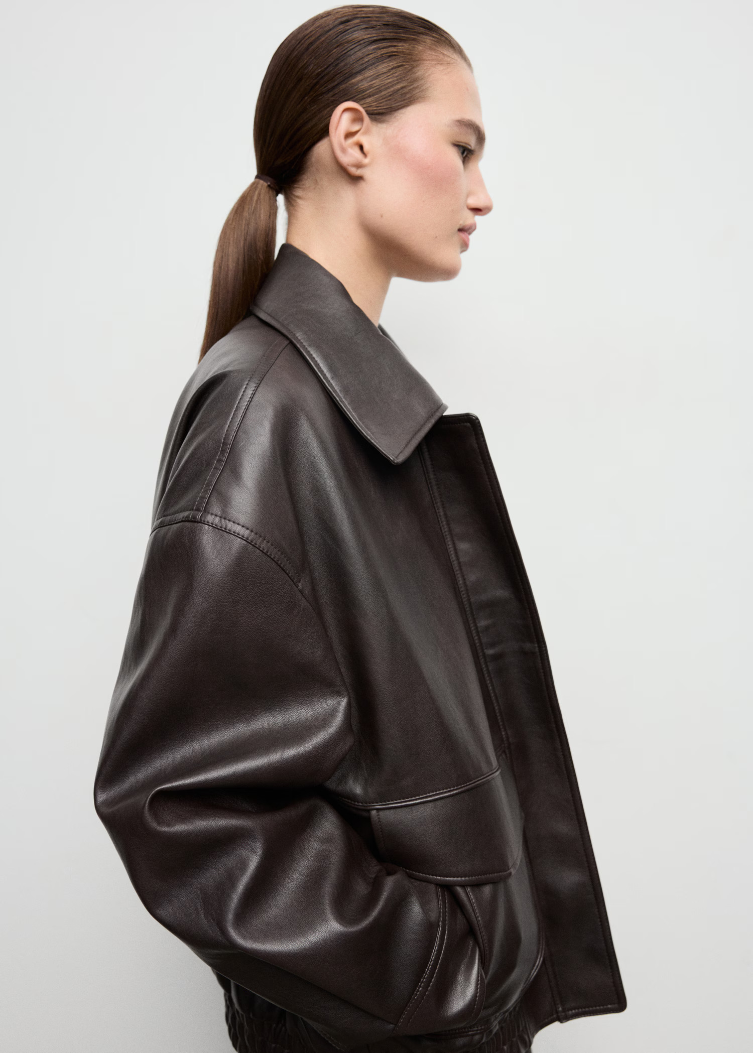 Oversized faux leather jacket - Women | MANGO USA | Mango (US/MX/AU)