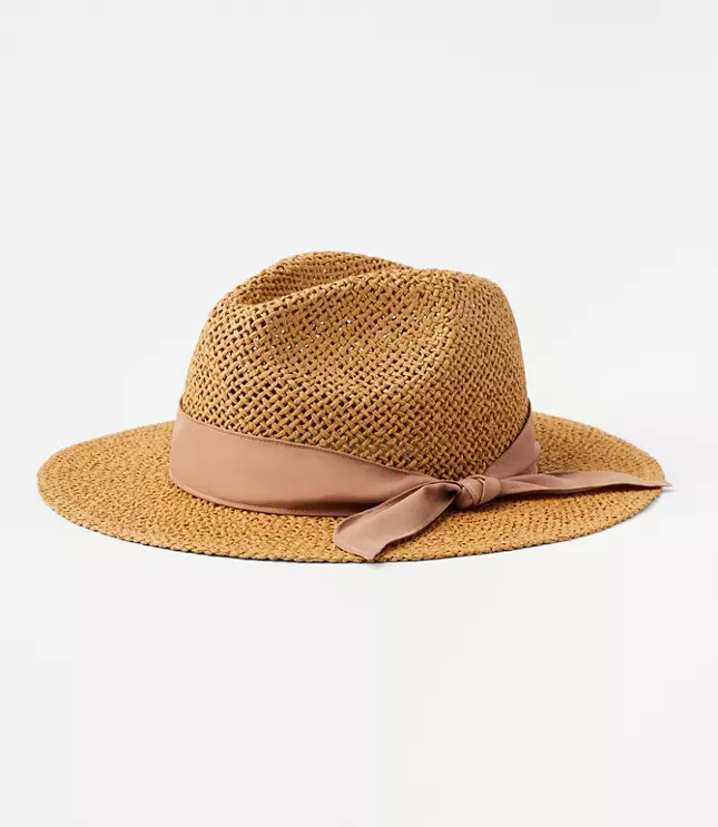 Silky Ribbon Straw Fedora | LOFT