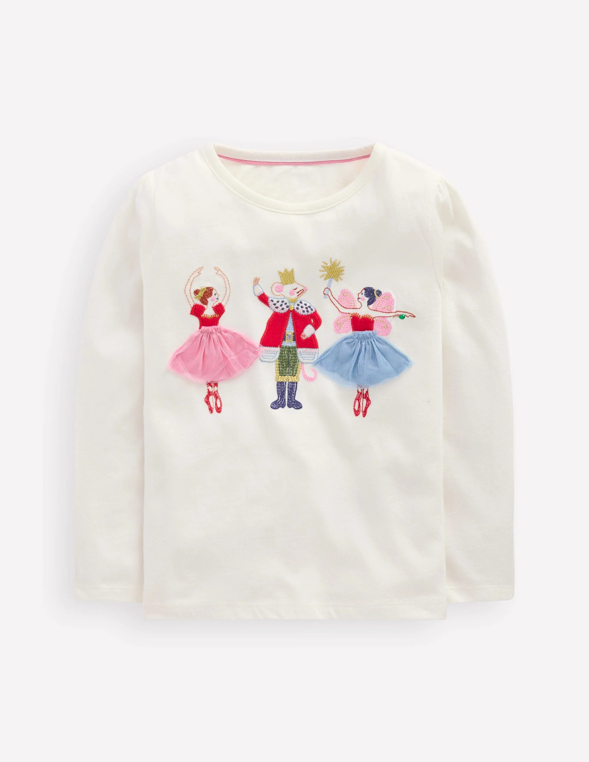 Puff Sleeve Appliqué T-shirt-Soft Ivory Nutcracker | Boden UK