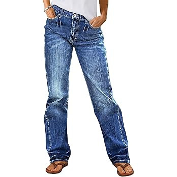 Flamingals Straight Leg Boyfriend Jeans for Women Trendy Mid Rise Wash Stretchy Casual Baggy Jean... | Amazon (US)
