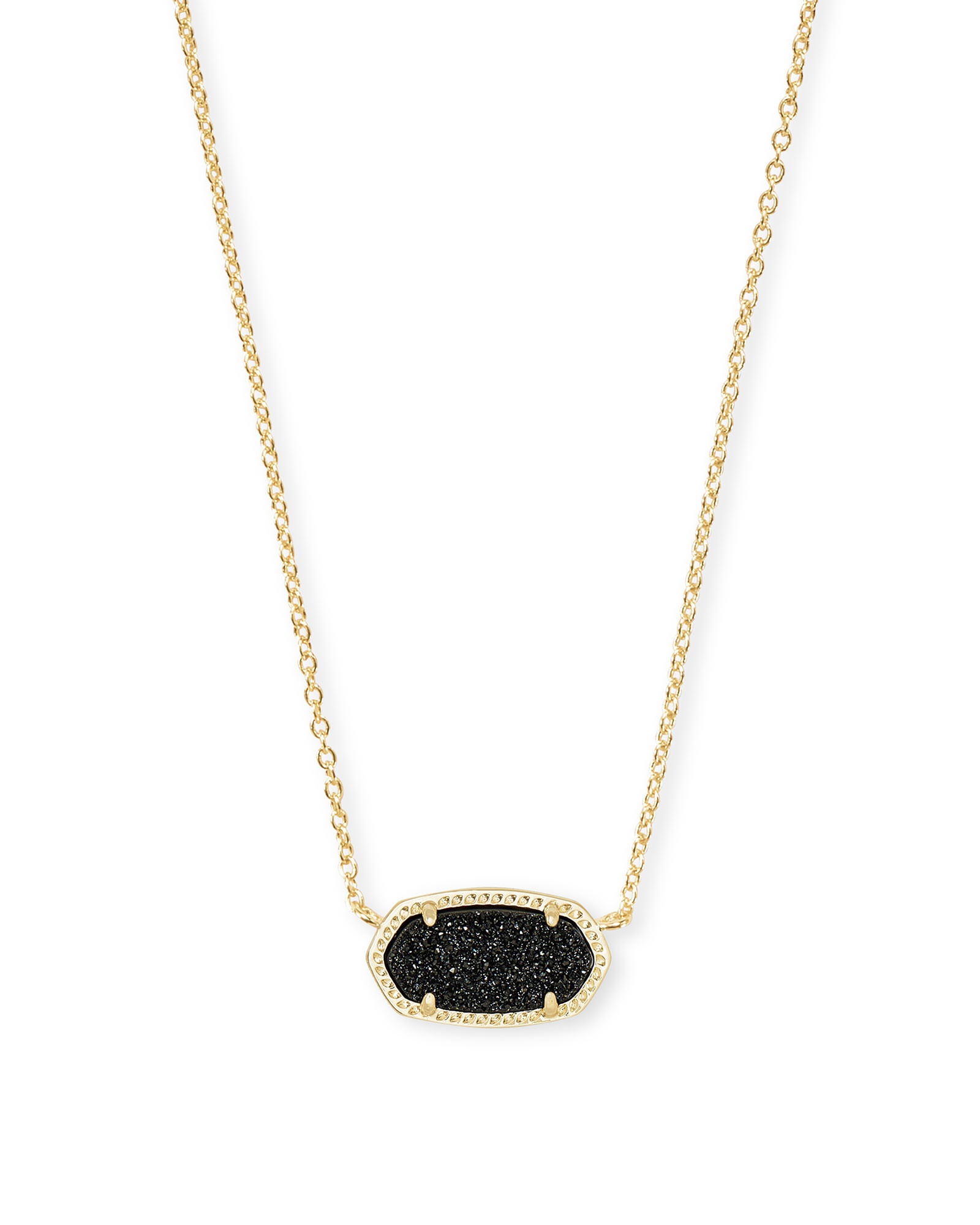 Elisa Gold Pendant Necklace in Black Drusy | Kendra Scott