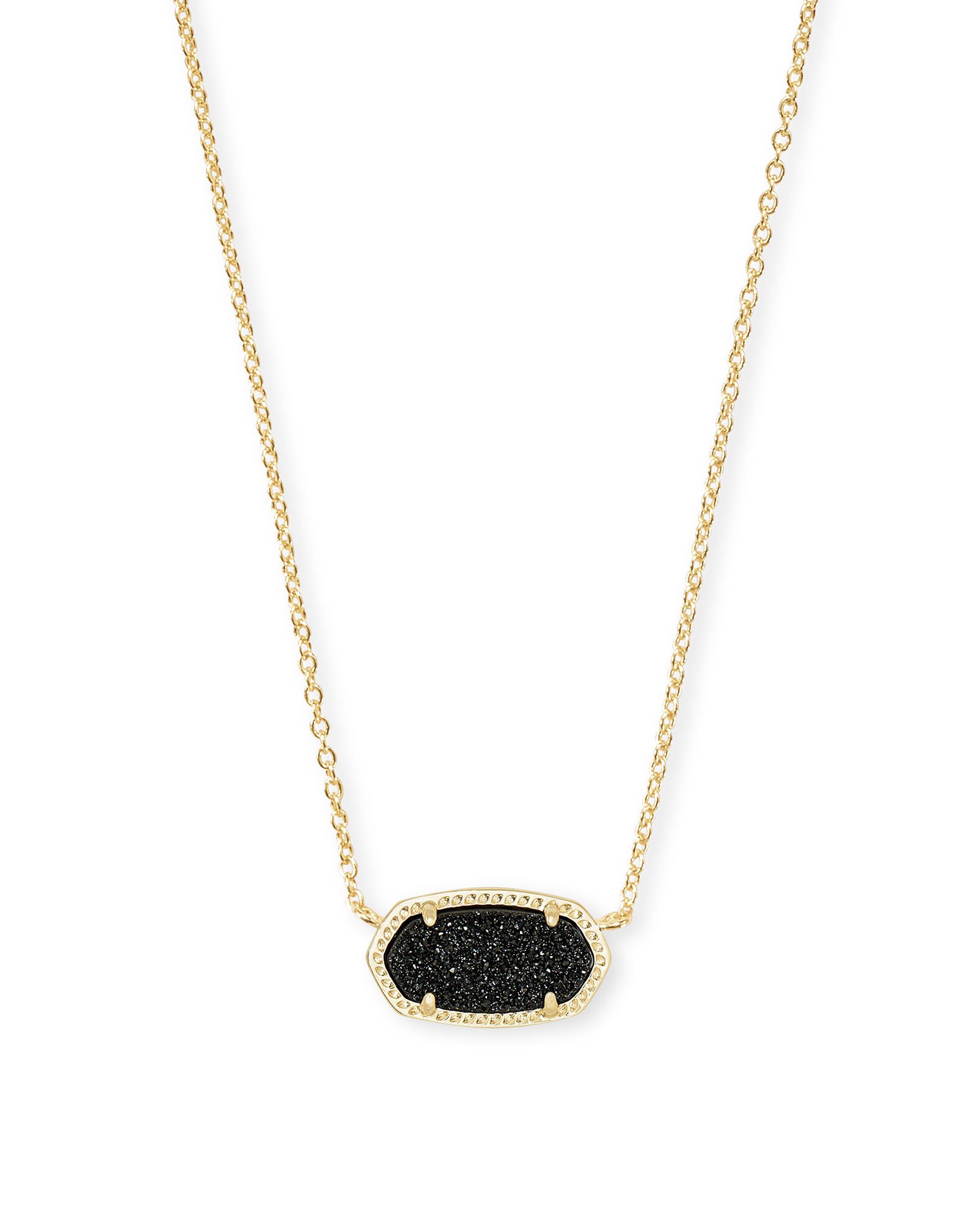 Elisa Gold Pendant Necklace in Black Drusy | Kendra Scott