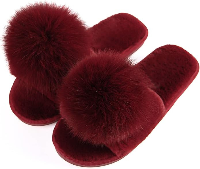 Women Comfy House Slippers, Girl Furry Cozy Warm Halloween Pumpkin Slippers, Open Toe Soft Flat S... | Amazon (US)