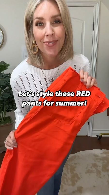 ✨Red can be daunting because it’s so bold. So I let the red pants be the ⭐️ star of the show! I styled these with a white boat neck sweater and neutral accessories for a great summer look. 

Over 40, style tips, red pants, over 59, summer outfit, spring outfit, patriot outfit,  spring dresses, mom outfits, affordable fashion, style tips, fashion tips, looks for less, budget style, over 50, 

#LTKVideo #LTKOver40 #LTKSaleAlert