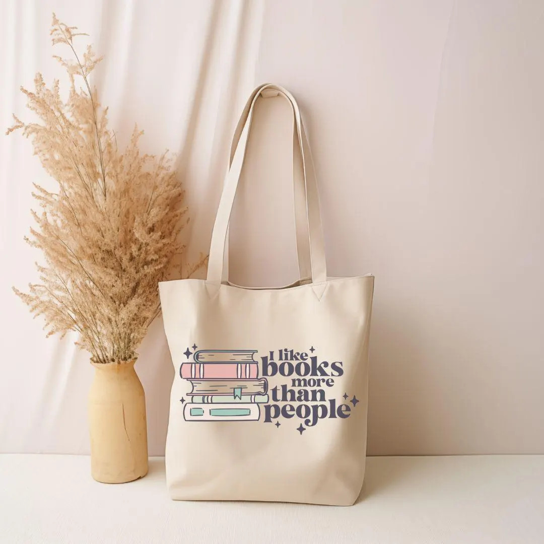 I Like Books More Than People Tote Bag: Funny Book Lover Gift - Etsy | Etsy (US)