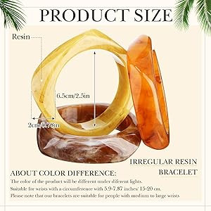 3 Pcs Colorful Square Acrylic Resin Bangle Bracelet Wide Geometric Irregular Wristbands Women | Amazon (US)
