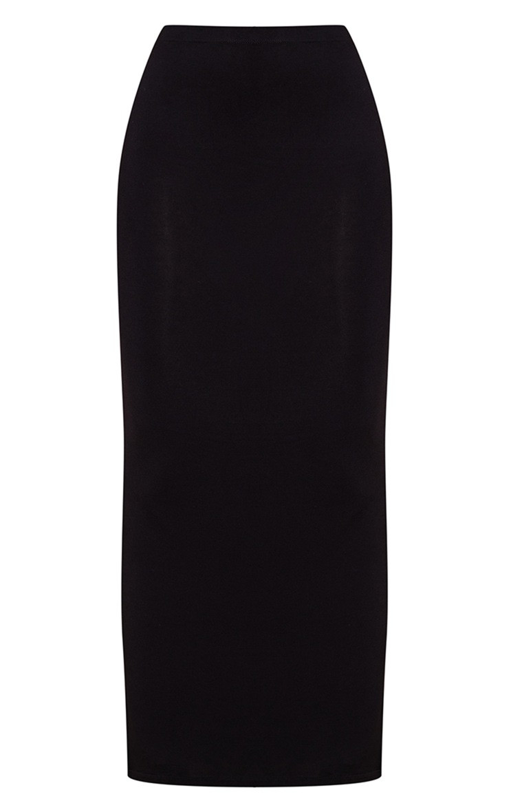 Black Jersey Low Rise Bodycon Midaxi Skirt | PrettyLittleThing US