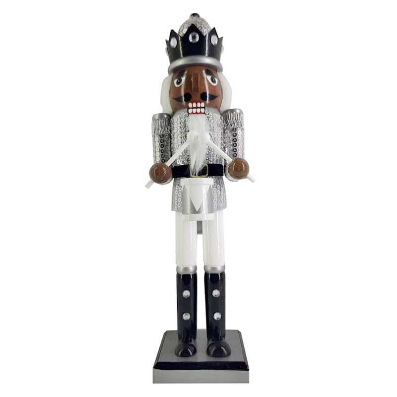 Silver Sequin Soldier Nutcracker, 15" | At Home