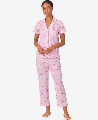 Lauren Ralph Lauren Women's 2-Piece Short-Sleeve Shirt and Cropped Pants Pajama Set - Macy's | Macy's