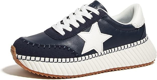LUCKY STEP Women's Star Platform Sneakers Fashion Chunky Retro Trendy Casual Tennis Running Train... | Amazon (US)