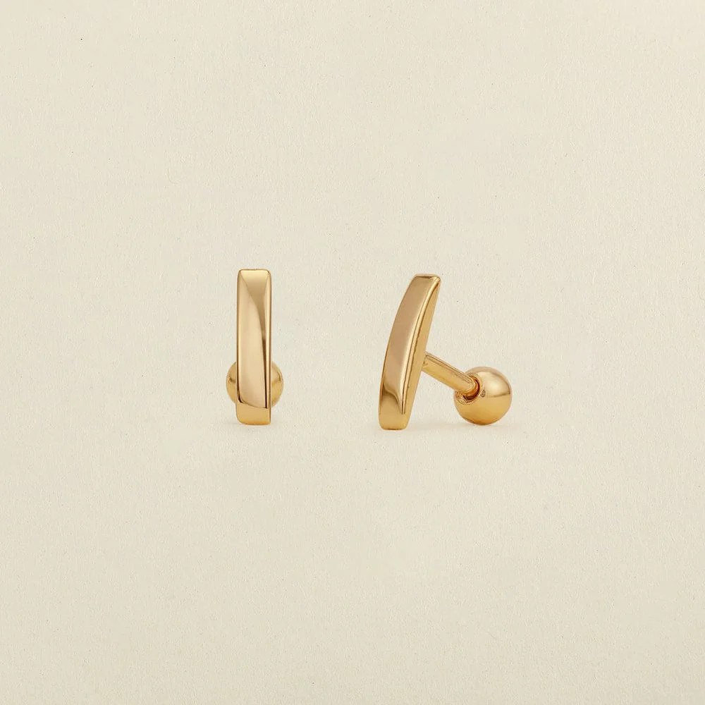 Curved Bar Stud Earrings | Live in Stud Earring - | Made by Mary (US)