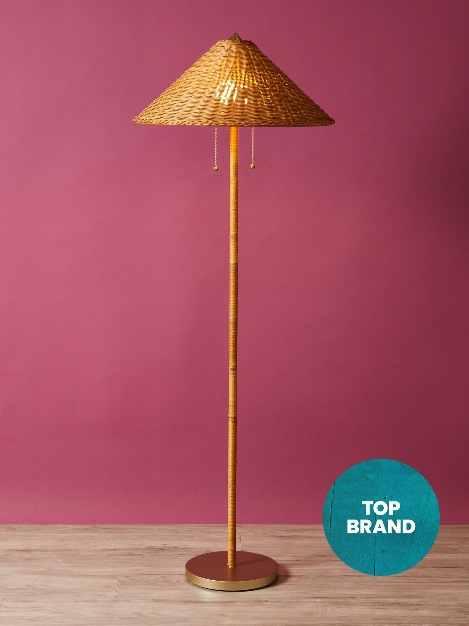 62in Rattan Wrapped Brass Base Floor Lamp | Table Lamps | HomeGoods | HomeGoods