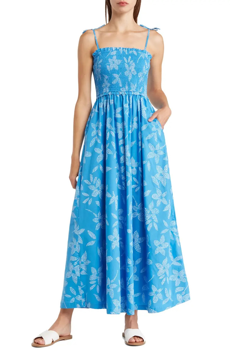 Floral Smocked Tie Strap Maxi Dress | Nordstrom Rack