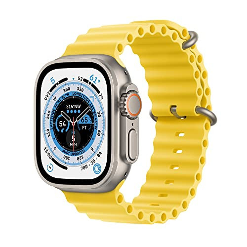Apple Watch Ultra [GPS + Cellular 49mm] Titanium Case with Yellow Ocean Band, One Size (Renewed) | Amazon (US)