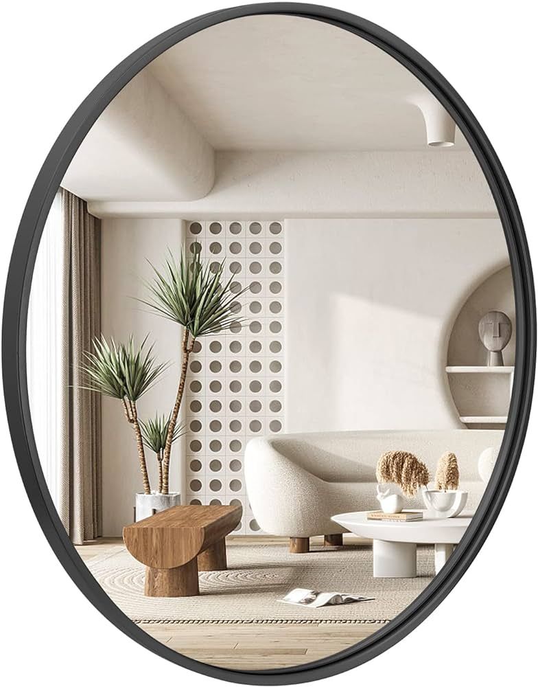 IPOUF 24'' Round Mirror,Large Circle Wall Mirror Decor for Vanity Washroom Bathroom Entryway Livi... | Amazon (US)