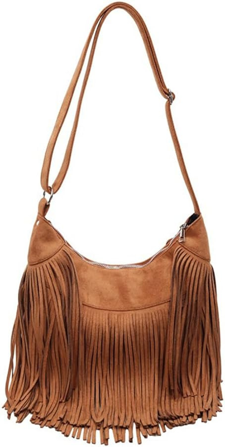 Vintage Suede Fringe Purse for Women Western Cowgirl Crossbody Bag Hobo Bags Long Tassel Hippie S... | Amazon (US)