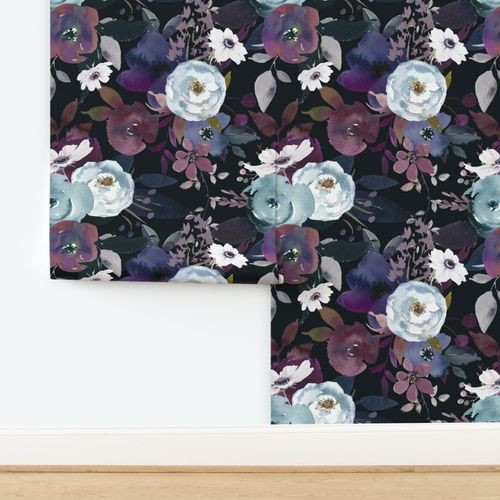 Moody Midnight Floral | Spoonflower