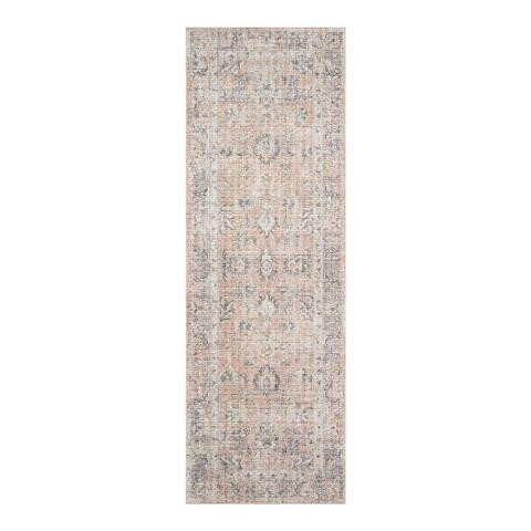 Blush and Gray Distressed Persian Style Paros Floor Runner | World Market