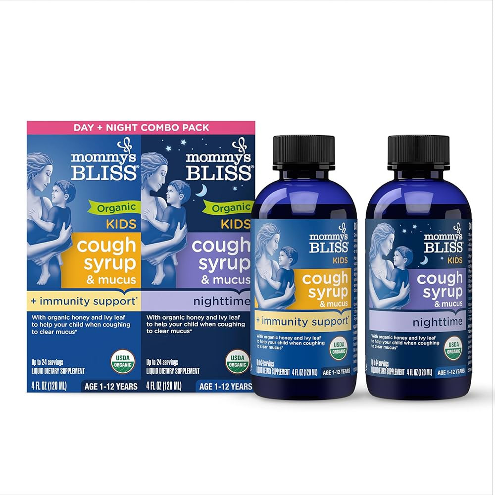 Mommy's Bliss Organic Cough Syrup & Mucus for Kids, Day and Night Combo Pack with Vitamin C and I... | Amazon (US)